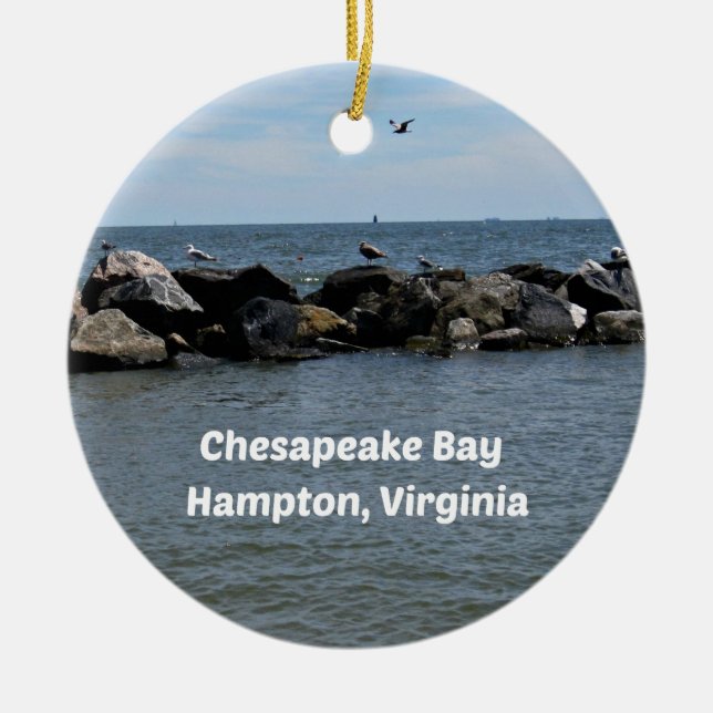 Chesapeake Bay, Hampton,Virginia Ceramic Tree Decoration (Front)