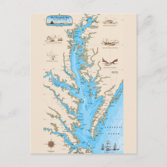Chesapeake Bay Map Postcard (Front)