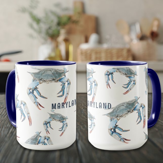 Chesapeake Bay Maryland Blue Crab Personalised Mug (Drink your morning coffee in a cute Maryland Blue Crab Mug!)