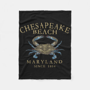 Chesapeake Bay Maryland Blue Crab Vintage Arched T Fleece Blanket