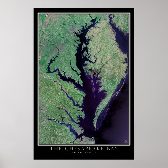 Chesapeake Bay Maryland - Virginia Satellite Map Poster (Front)