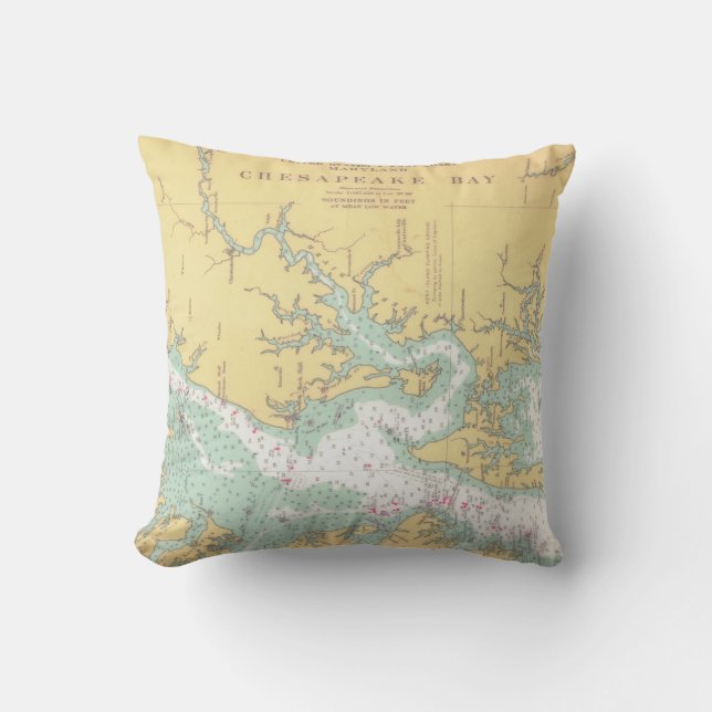 Chesapeake Bay Natuical Chart Cushion (Front)