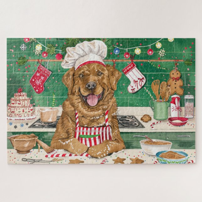 Chesapeake Bay Retriever Baking: Festive Christmas Jigsaw Puzzle (Horizontal)