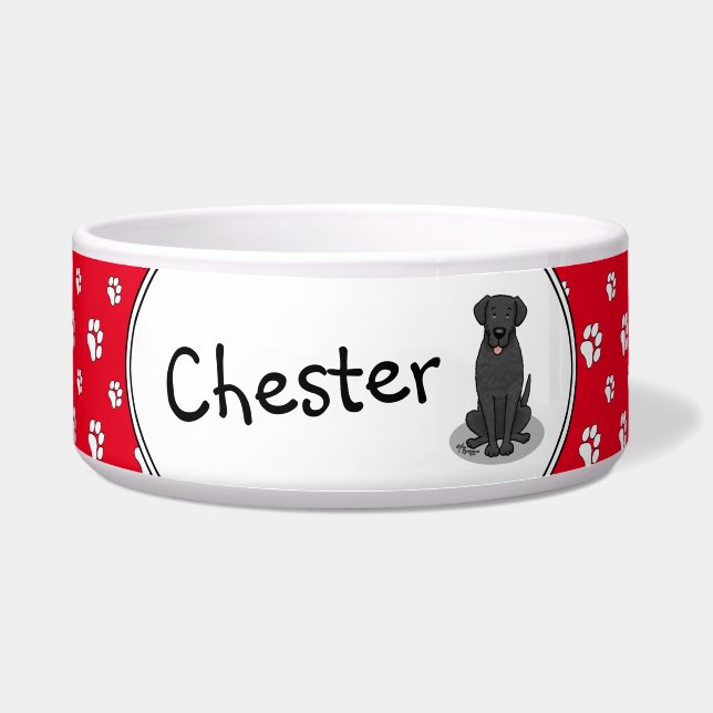 Chesapeake Bay Retriever (blk) Paw prints Dog Bowl (Front)
