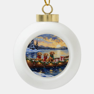 Chesapeake Bay Retriever Christmas Boat Holiday Ceramic Ball Christmas Ornament