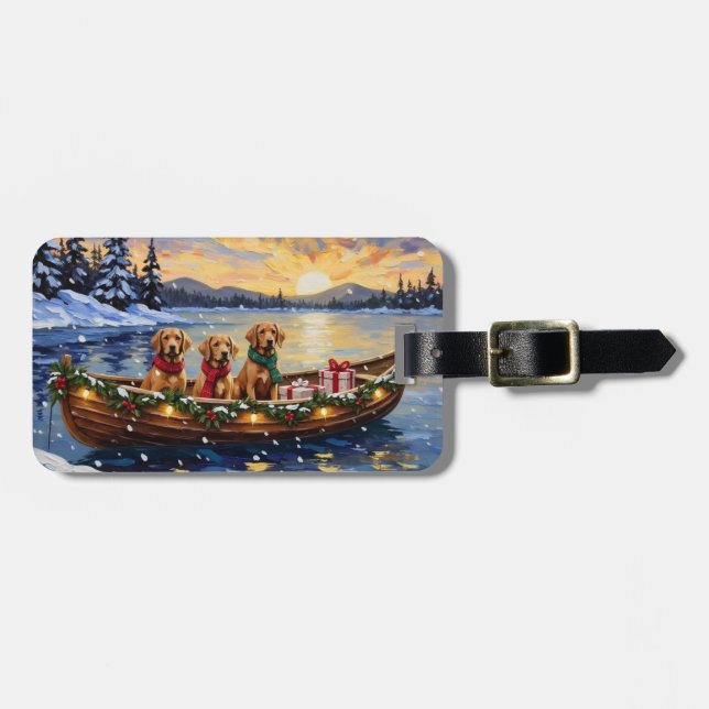 Chesapeake Bay Retriever Christmas Boat Holiday Luggage Tag (Front Horizontal)