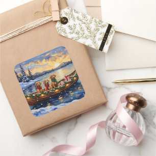 Chesapeake Bay Retriever Christmas Boat Holiday Square Sticker