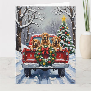 Chesapeake Bay Retriever Christmas Red Truck  Card
