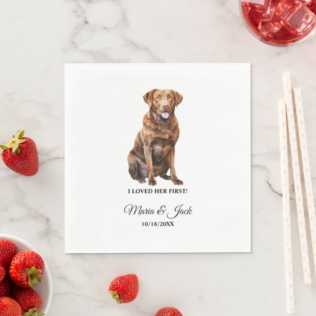 Chesapeake Bay Retriever Dog I Loved Her First  Napkin (Insitu)
