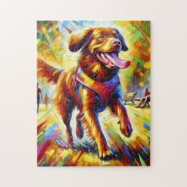 Chesapeake Bay Retriever Dog Portrait Acrylic Art Jigsaw Puzzle (Vertical)