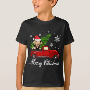 Chesapeake Bay Retriever Dog Riding Red Truck Chri T-Shirt