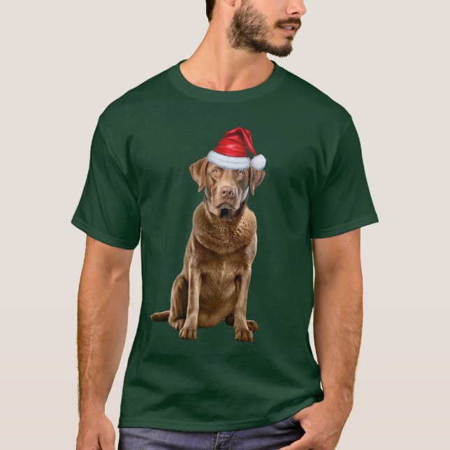Chesapeake Bay Retriever Funny Christmas Dog T-Shirt (Front)