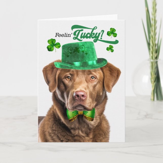 Chesapeake Bay Retriever Lucky St Patrick's Day Holiday Card (Front)