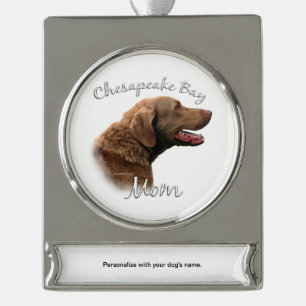Chesapeake Bay Retriever Mum 2 Silver Plated Banner Ornament