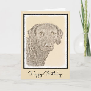 Chesapeake Bay Retriever Painting Original Dog Art Card