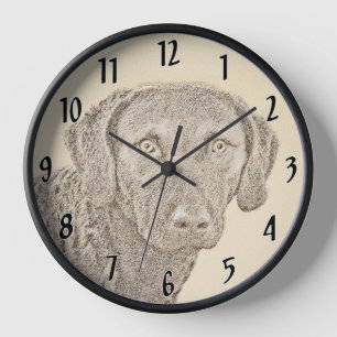 Chesapeake Bay Retriever Painting Original Dog Art Clock
