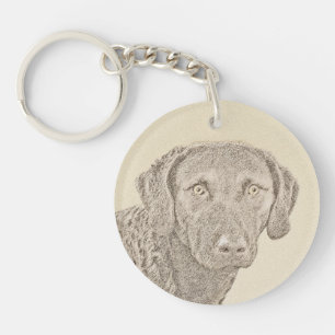 Chesapeake Bay Retriever Painting Original Dog Art Key Ring