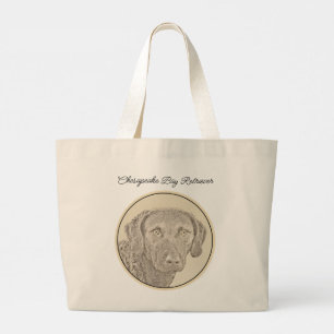 Chesapeake Bay Retriever Painting Original Dog Art Large Tote Bag