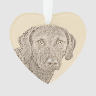 Chesapeake Bay Retriever Painting Original Dog Art Ornament