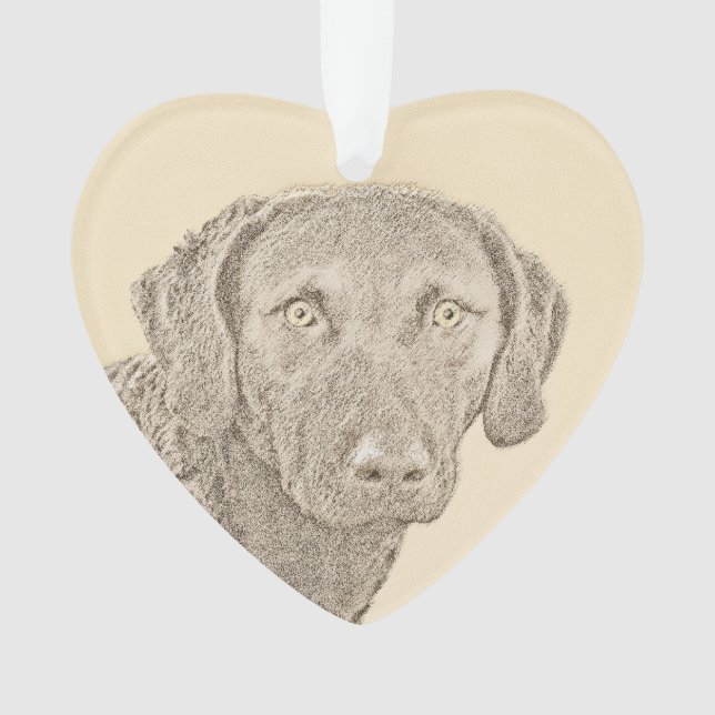 Chesapeake Bay Retriever Painting Original Dog Art Ornament (Front)