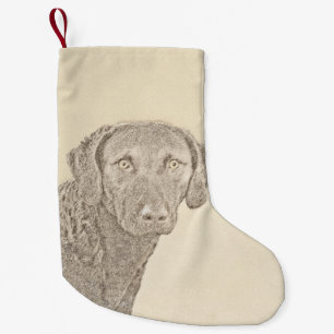 Chesapeake Bay Retriever Painting Original Dog Art Small Christmas Stocking