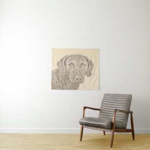 Chesapeake Bay Retriever Painting Original Dog Art Tapestry