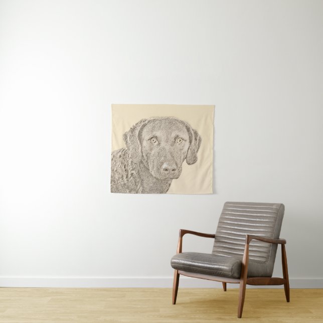 Chesapeake Bay Retriever Painting Original Dog Art Tapestry (In Situ (Horizontal))