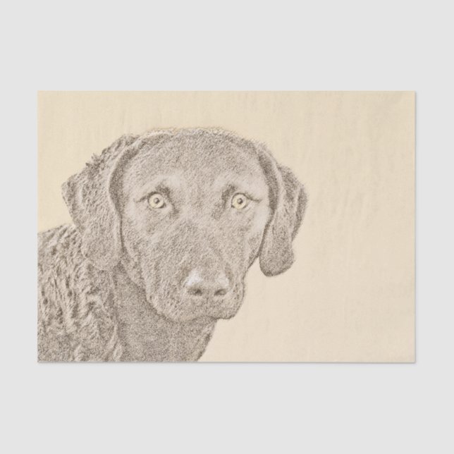 Chesapeake Bay Retriever Painting Original Dog Art Tissue Paper (Front)