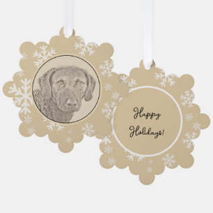 Chesapeake Bay Retriever Painting Original Dog Art Tree Decoration Card