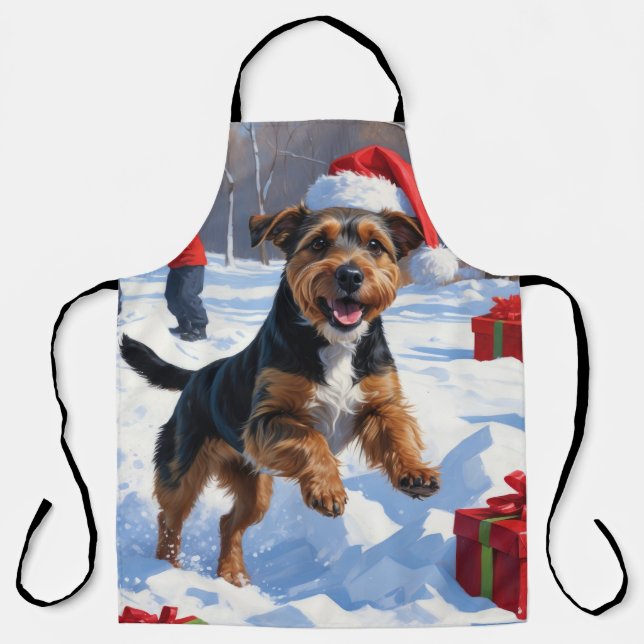 Chesapeake Bay Retriever Snow with Christmas Hat Apron (Front)