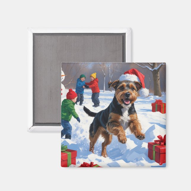Chesapeake Bay Retriever Snow with Christmas Hat Magnet (Front/Back)