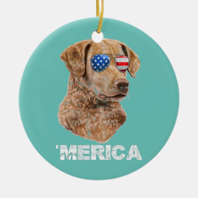 Chesapeake Bay Retriever Sunglasses American USA Ceramic Tree Decoration (Front)