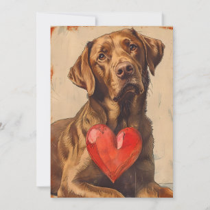 Chesapeake bay retriever Vintage Valentine's day Holiday Card