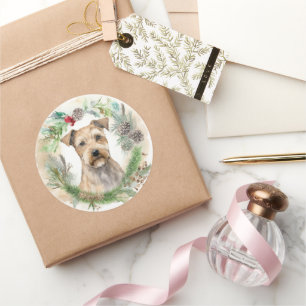 Chesapeake Bay Terrier Christmas Wreath Festive Classic Round Sticker