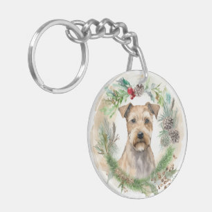Chesapeake Bay Terrier Christmas Wreath Festive Key Ring