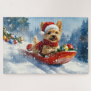 Chesapeake Bay Terrier Dog in Sledge Christmas Jigsaw Puzzle