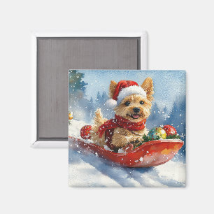 Chesapeake Bay Terrier Dog in Sledge Christmas Magnet