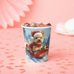 Chesapeake Bay Terrier Dog in Sledge Christmas Paper Cups