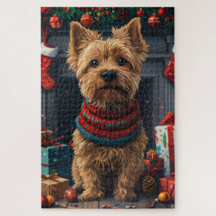 Chesapeake Bay Terrier Dog With Christmas Gifts  Jigsaw Puzzle