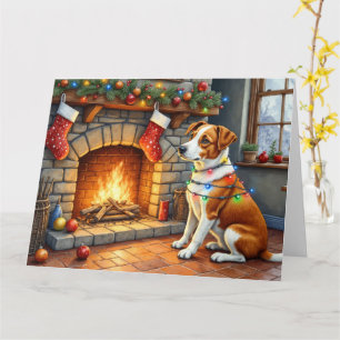 Chesapeake Bay Terrier Fireplace Christmas Lights Card