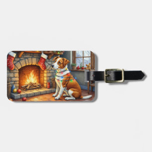 Chesapeake Bay Terrier Fireplace Christmas Lights Luggage Tag