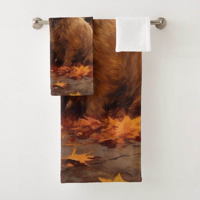 Chesapeake Bay Terrier in Autumn Leave             Bath Towel Set (Insitu)