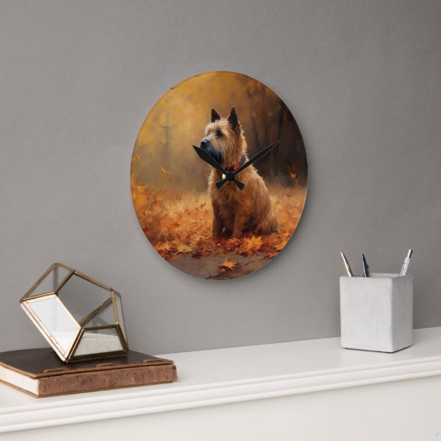 Chesapeake Bay Terrier in Autumn Leave             Large Clock (Office)
