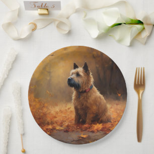 Chesapeake Bay Terrier in Autumn Leave             Paper Plate