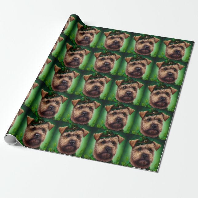Chesapeake Bay Terrier in St. Patrick's Day Dress  Wrapping Paper (Unrolled)