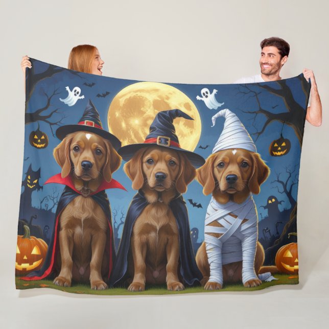 Chesapeake Bay Terrier Pumpkin Halloween Funny Fleece Blanket (In Situ)