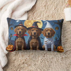 Chesapeake Bay Terrier Pumpkin Halloween Funny Lumbar Cushion