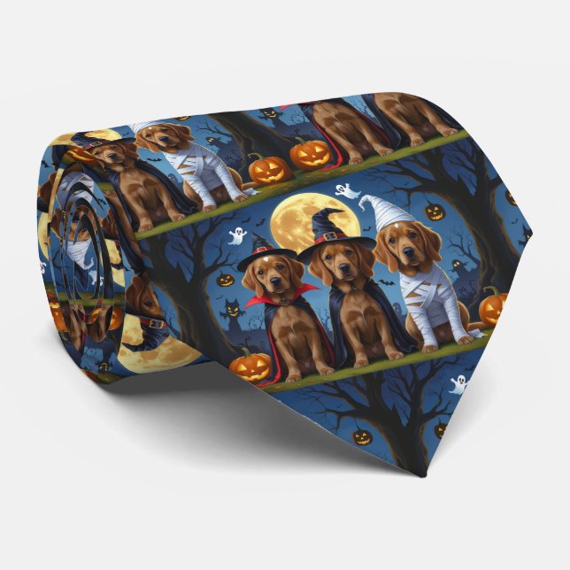 Chesapeake Bay Terrier Pumpkin Halloween Funny Tie (Rolled)