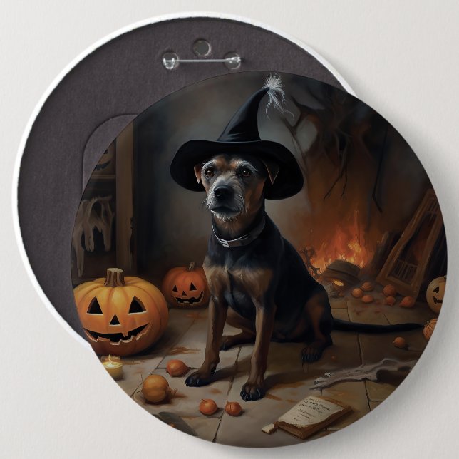 Chesapeake Bay Terrier Pumpkins Halloween Scary  6 Cm Round Badge (Front & Back)