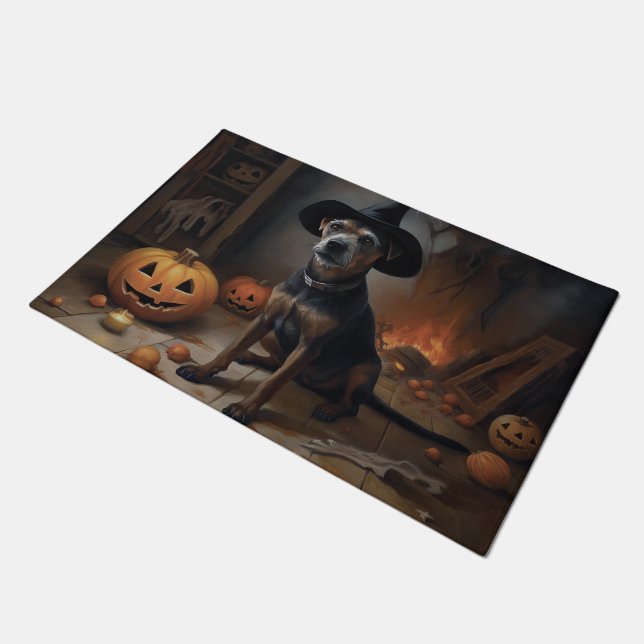 Chesapeake Bay Terrier Pumpkins Halloween Scary  Doormat (Angled)